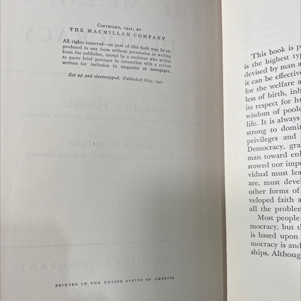 the meaning of democracy book, by william f. russell, thomas h. briggs, 1941 Hardcover image 3