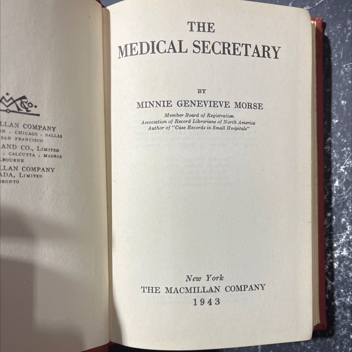 the medical secretary book, by minnie genevieve morse, 1943 Hardcover image 2
