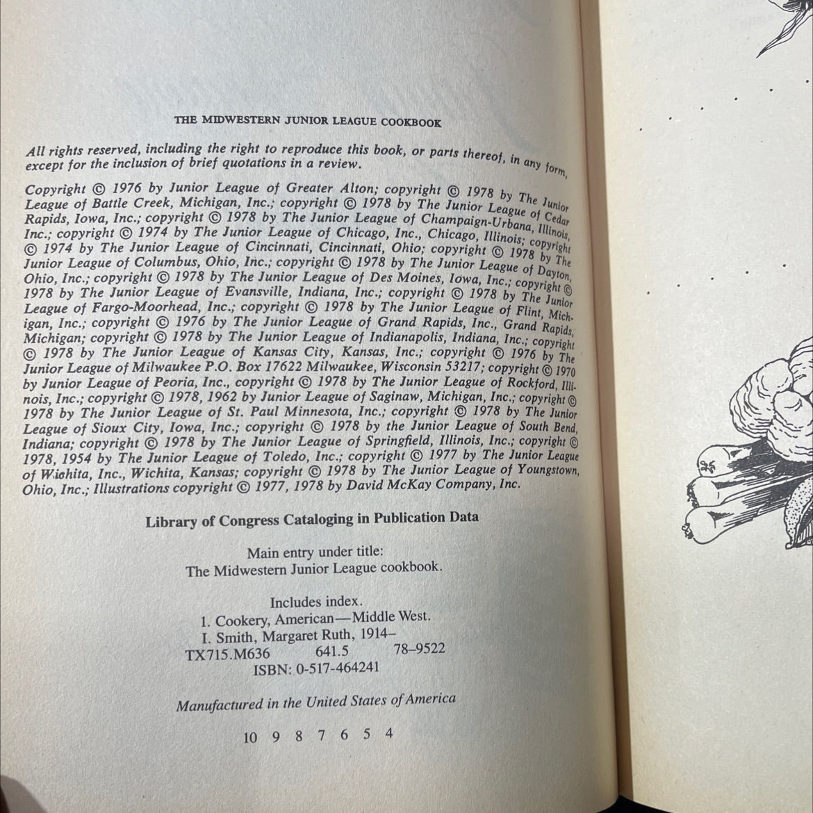 the midwestern junior league cookbook book, by Ann Seranne, 1978 Hardcover image 3