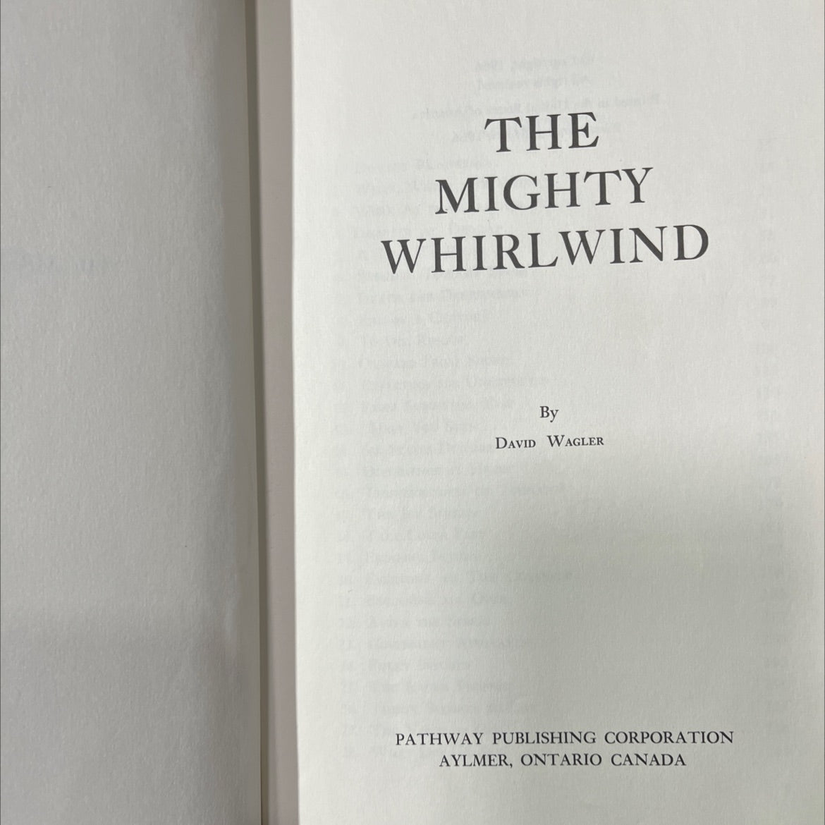 the mighty whirlwind book, by david wagler, 1966 Hardcover image 2