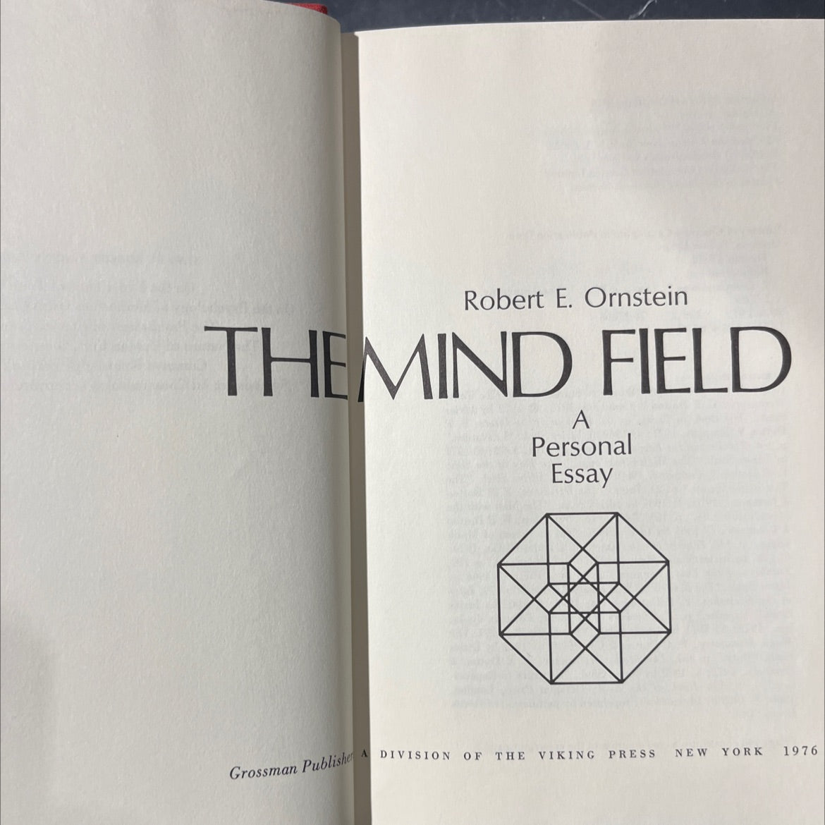 the mind field book, by Robert E. Ornstein, 1976 Hardcover image 2
