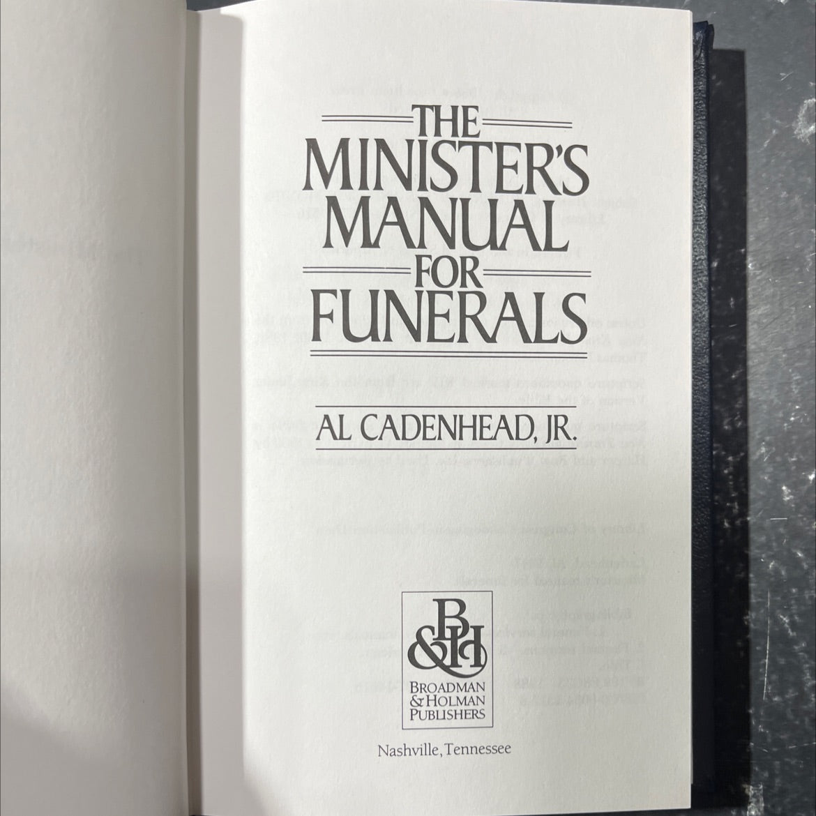 the minister's manual for funerals book, by al cadenhead, jr., 1988 Hardcover image 2
