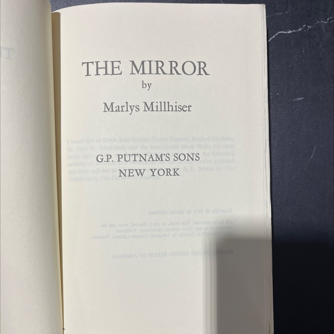 the mirror book, by Marlys Millhiser, 1978 Hardcover image 2