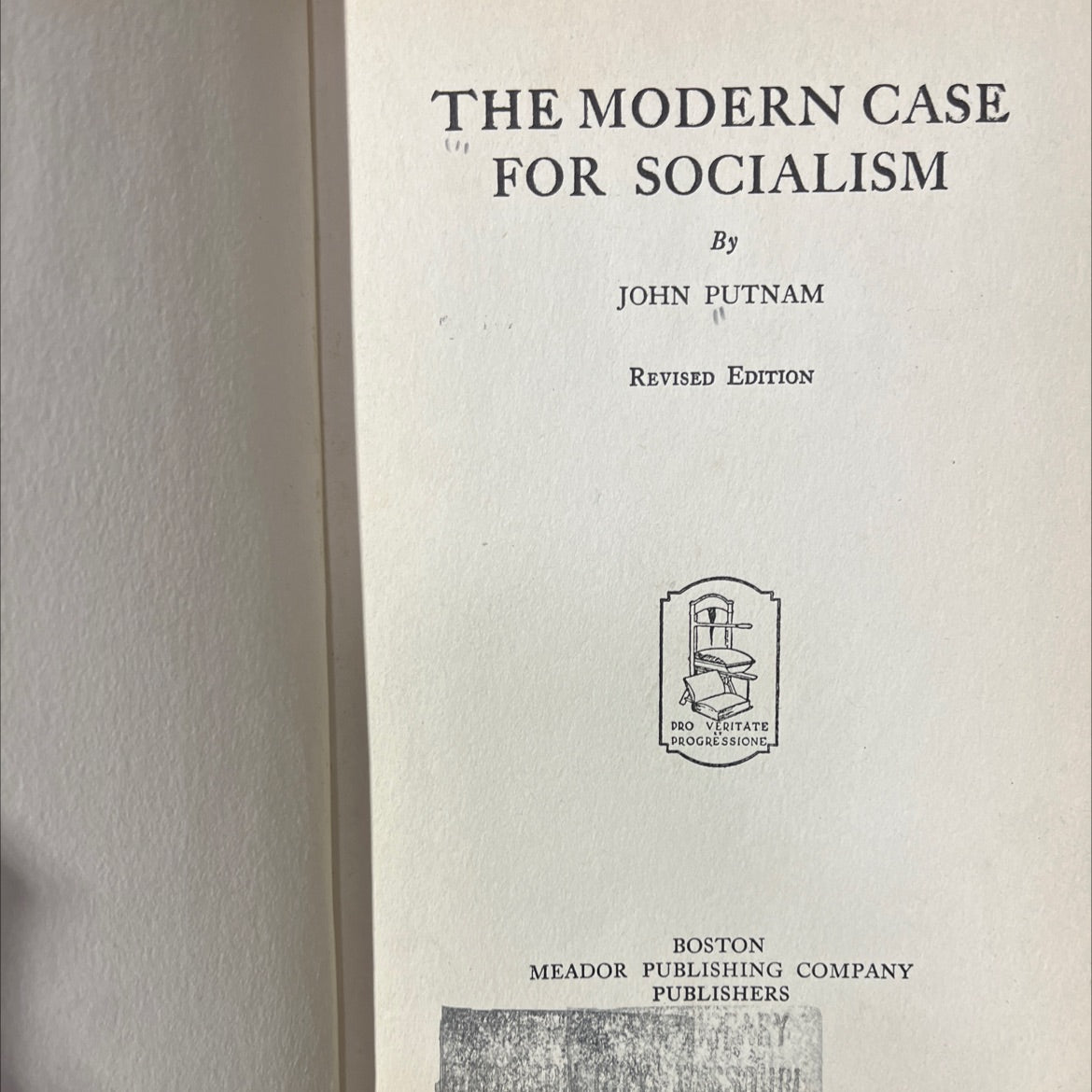 the modern case for socialism book, by john putnam, 1946 Hardcover image 2