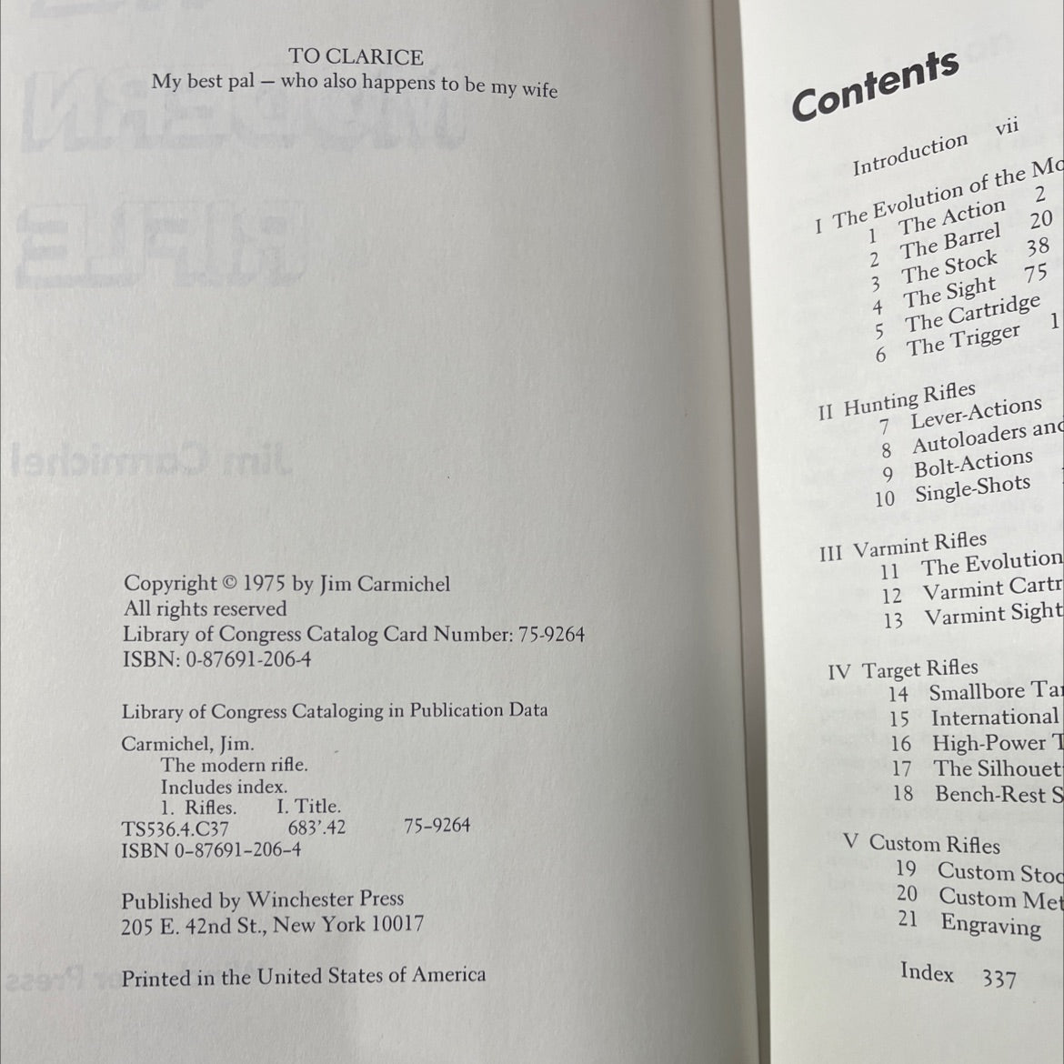 the modern rifle book, by Jim Carmichel, 1975 Hardcover image 3