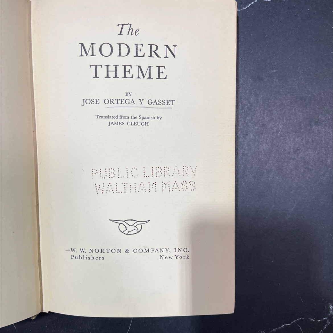 the modern theme book, by jose ortega y gasset, 1933 Hardcover image 2