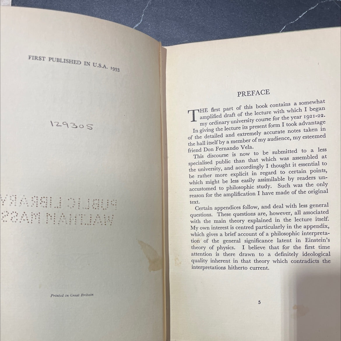 the modern theme book, by jose ortega y gasset, 1933 Hardcover image 3