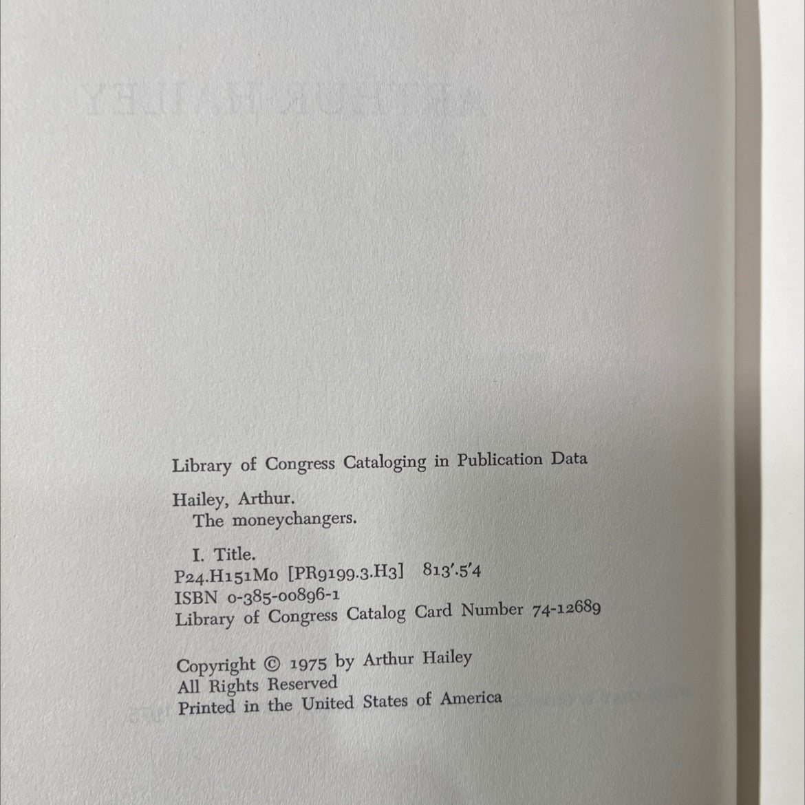 the moneychangers book, by Arthur Hailey, 1975 Hardcover image 3