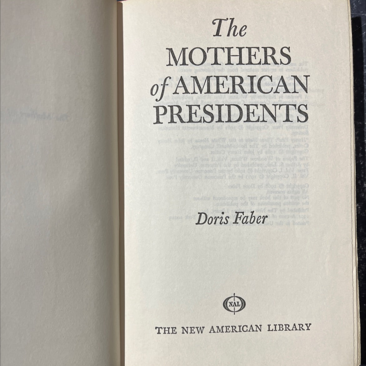 the mothers of american presidents book, by Doris Faber, 1968 Hardcover image 2