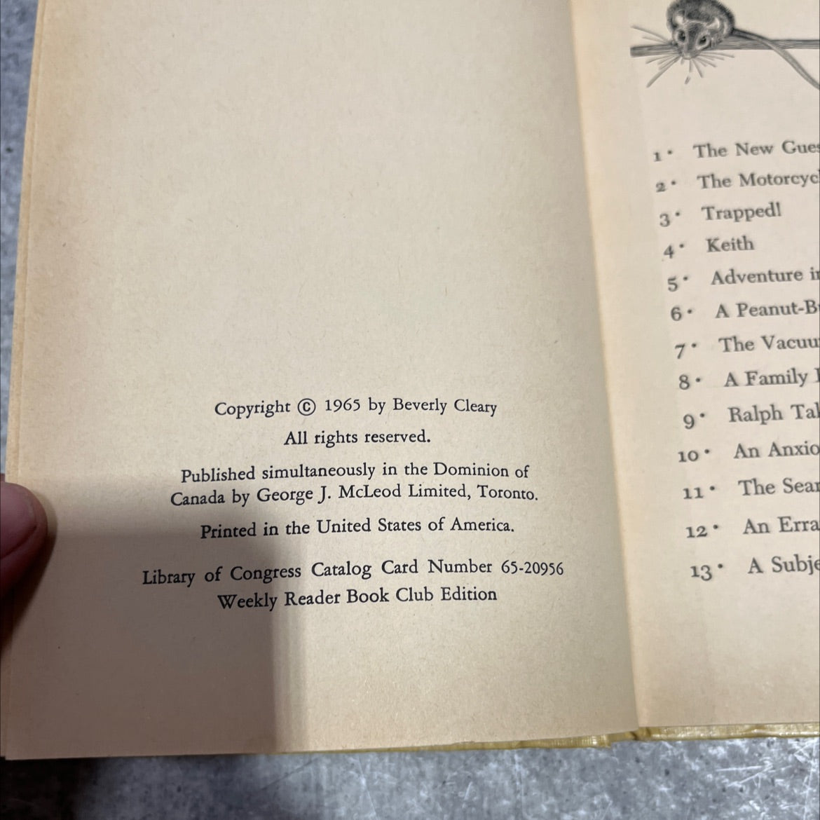 the mouse and the motorcycle book, by beverly cleary, 1965 Hardcover image 3