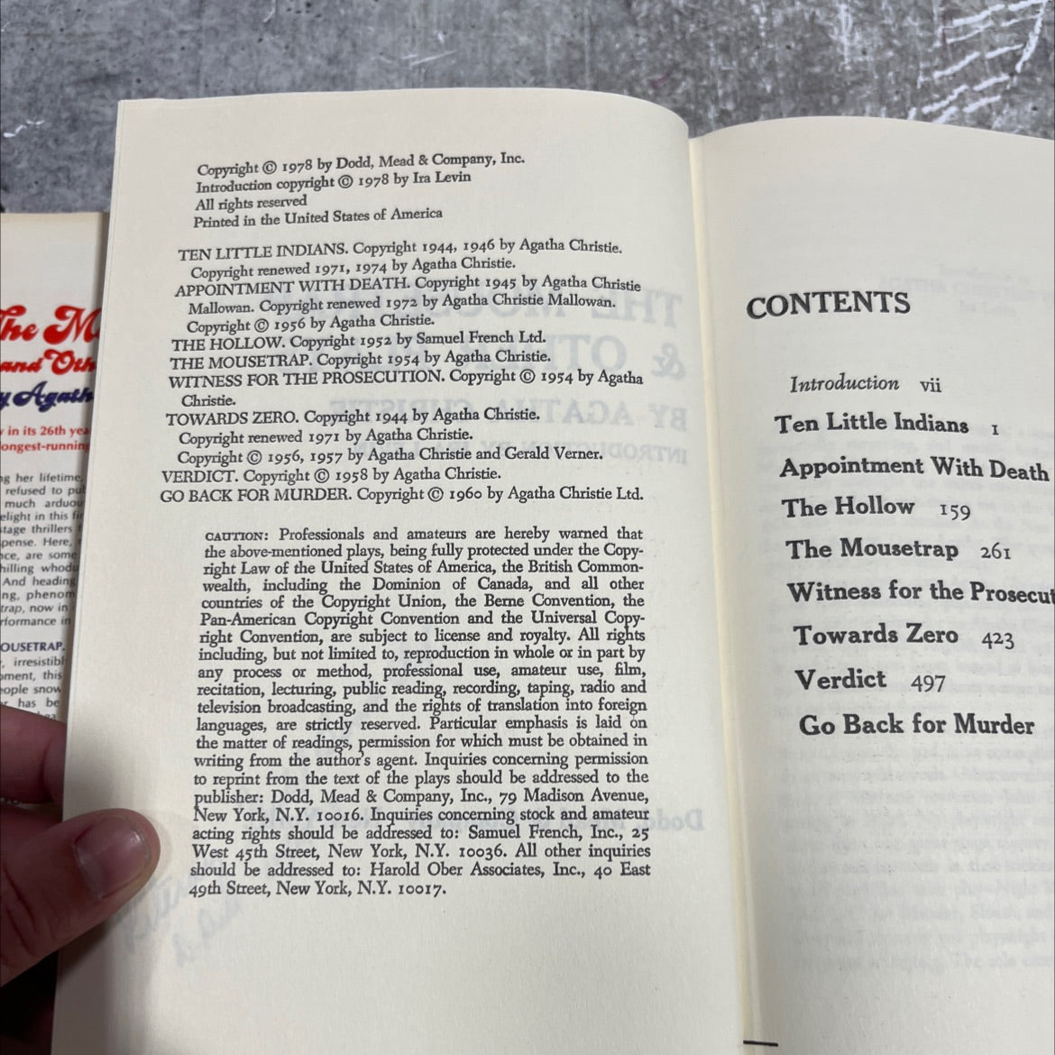 the mousetrap & other plays book, by agatha christie, 1978 Hardcover image 3