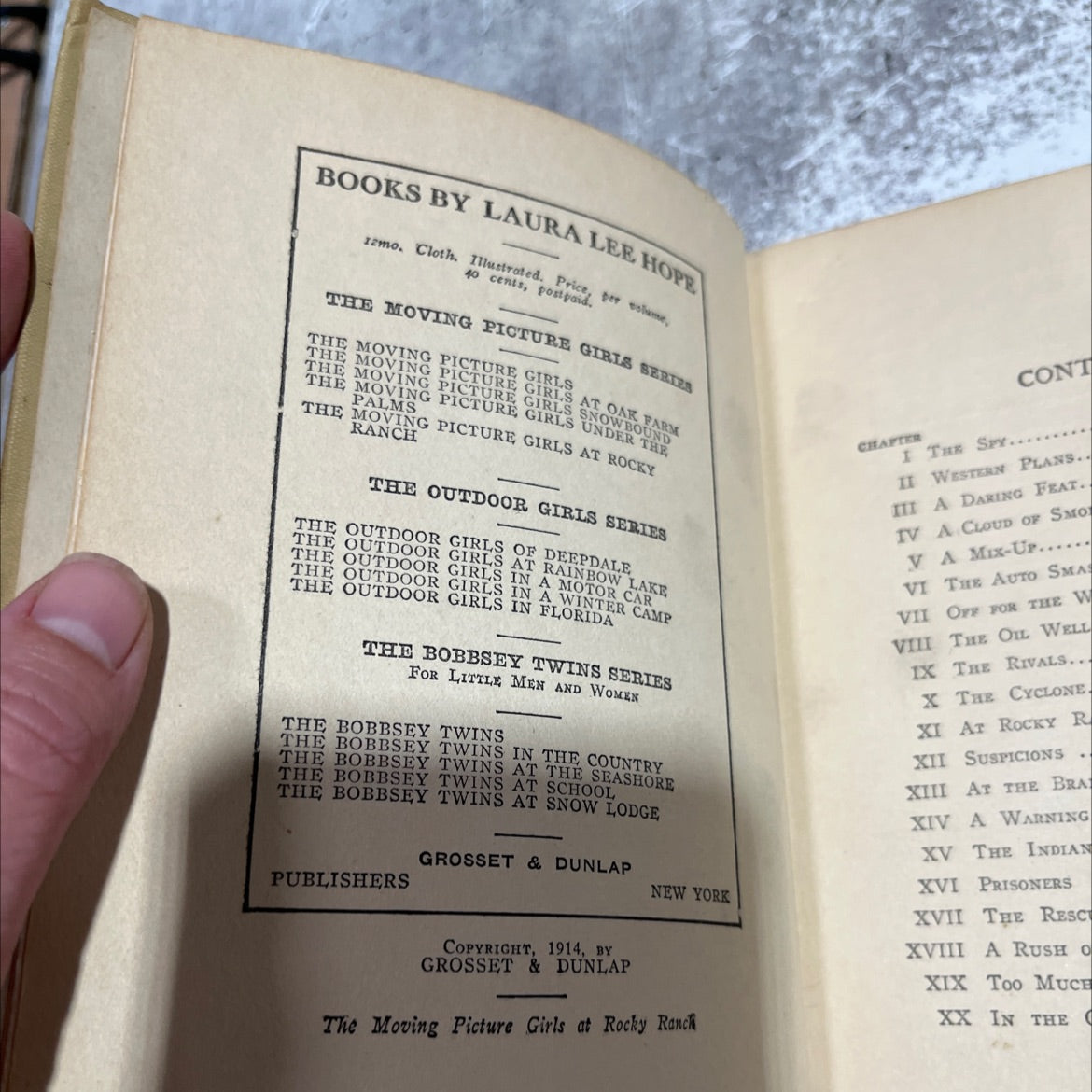 the moving picture girls at rocky ranch book, by laura lee hope, 1914 Hardcover image 3