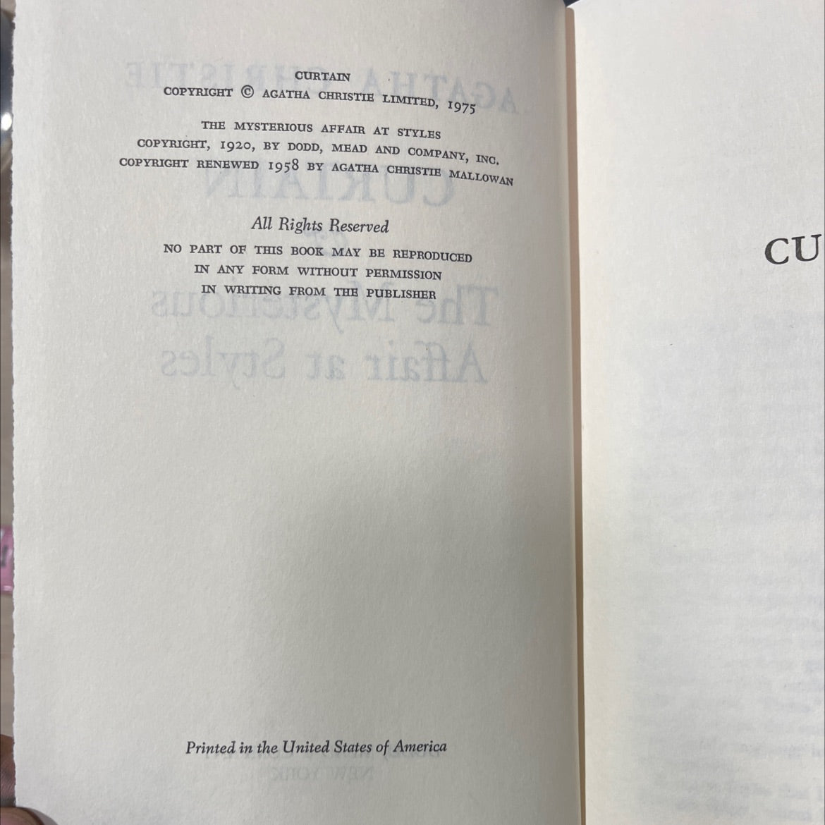 the mysterious affair at styles book, by agatha christie, 1975 Hardcover image 3