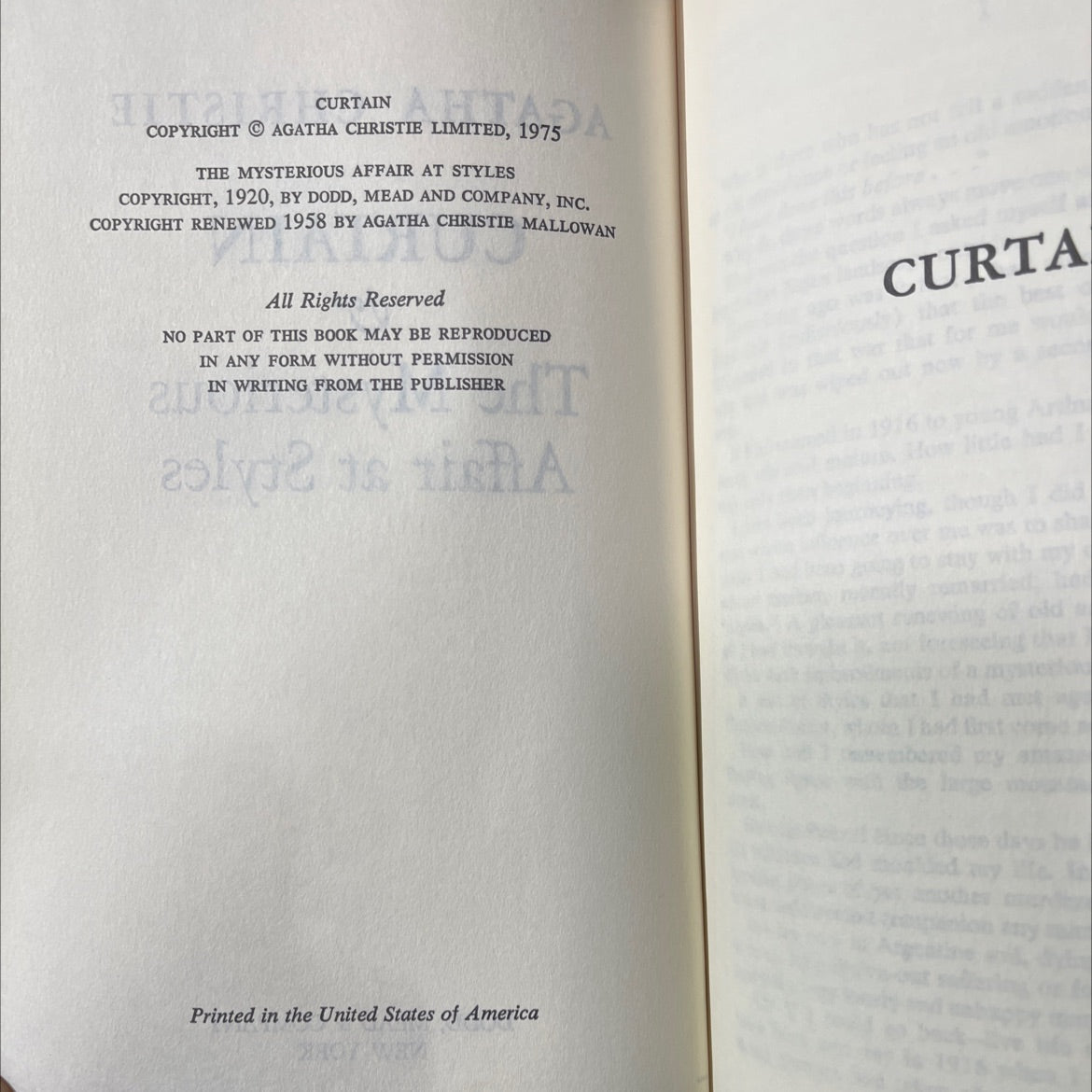 the mysterious affair at styles book, by agatha christie, 1975 Hardcover image 3