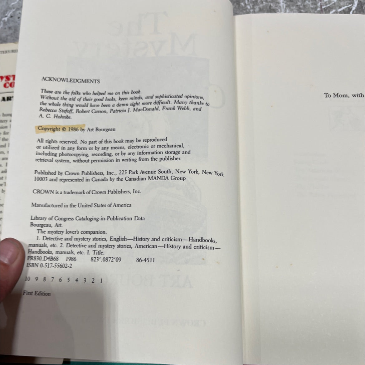 the mystery lover's companion book, by Art Bourgeau, 1986 Hardcover image 3
