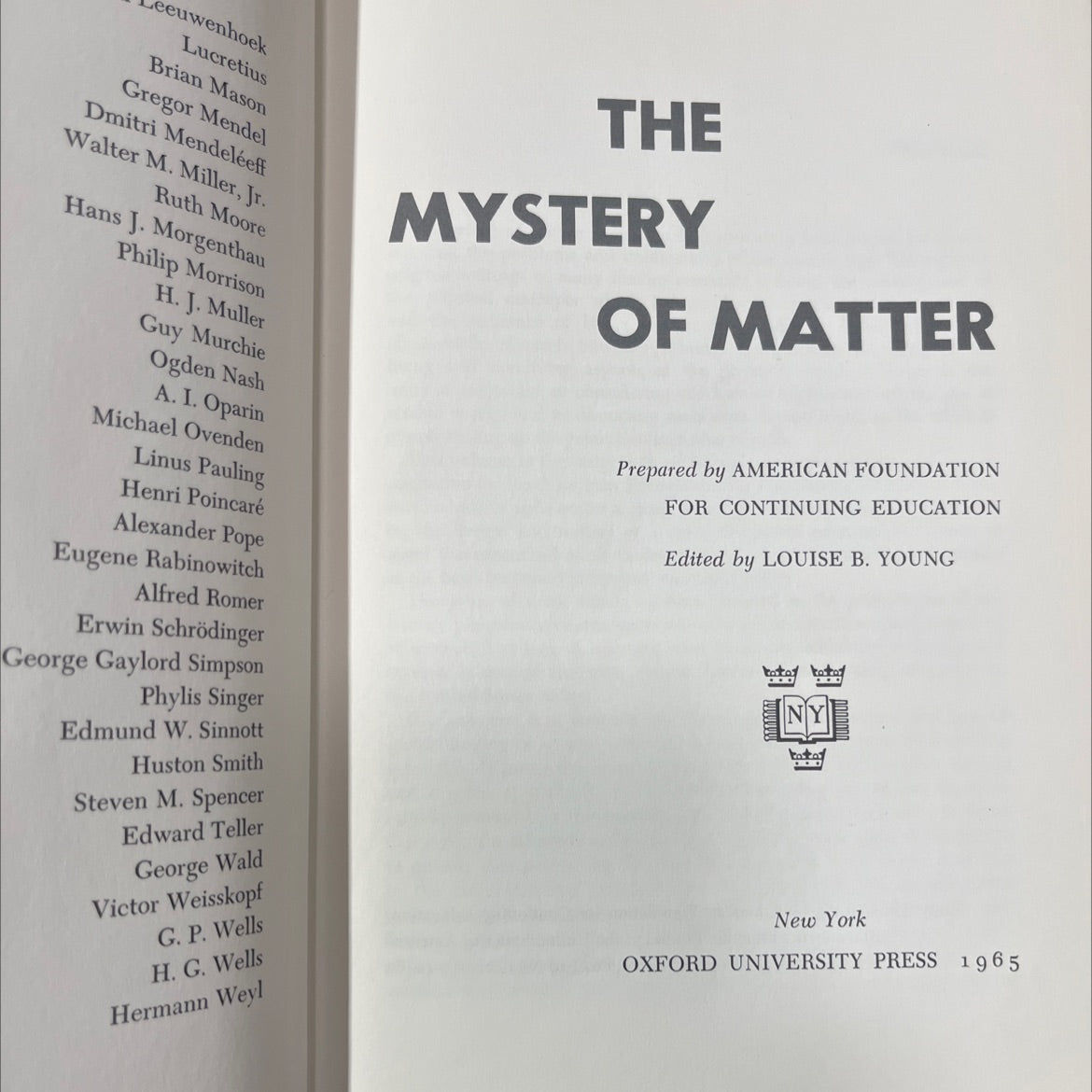 the mystery of matter book, by unknown, 1965 Hardcover image 2