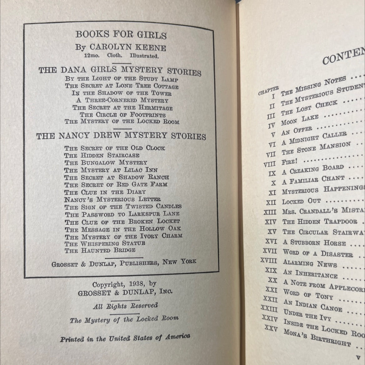 the mystery of the locked room book, by carolyn keene, 1938 Hardcover image 3