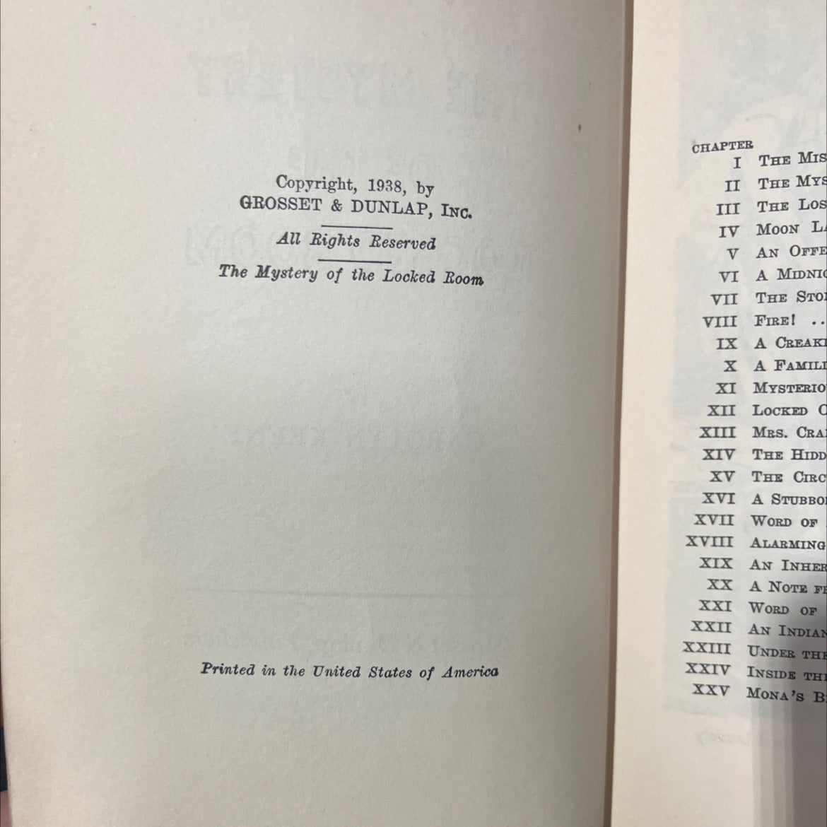 the mystery of the locked room book, by carolyn keene, 1938 Hardcover image 3