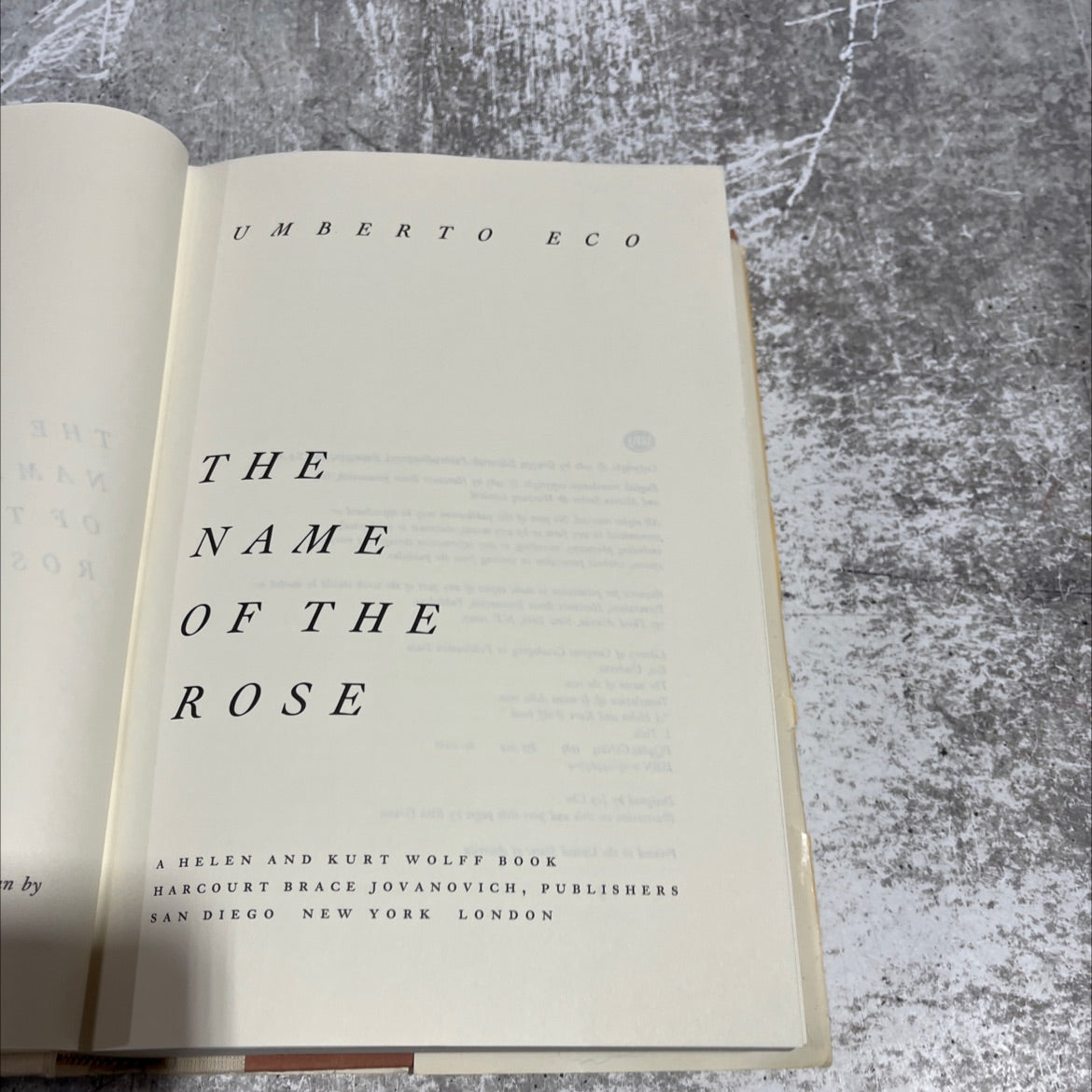 the name of the rose book, by umberto eco, 1983 Hardcover image 2