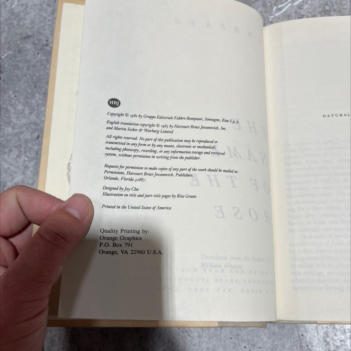 the name of the rose book, by umberto eco, 1983 Hardcover image 3