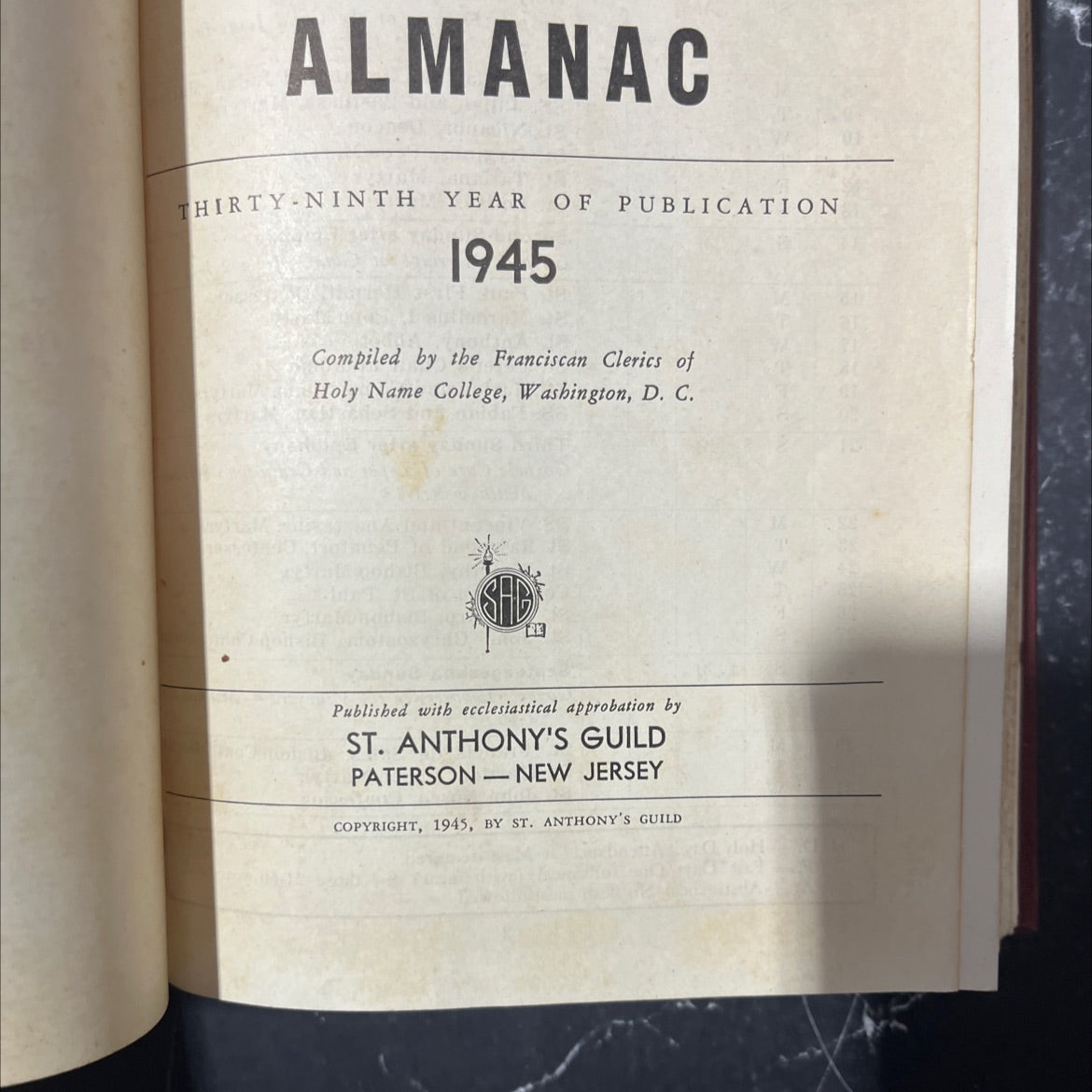 the national catholic almanac book, by franciscan clerics of holy name college, 1945 Hardcover image 3