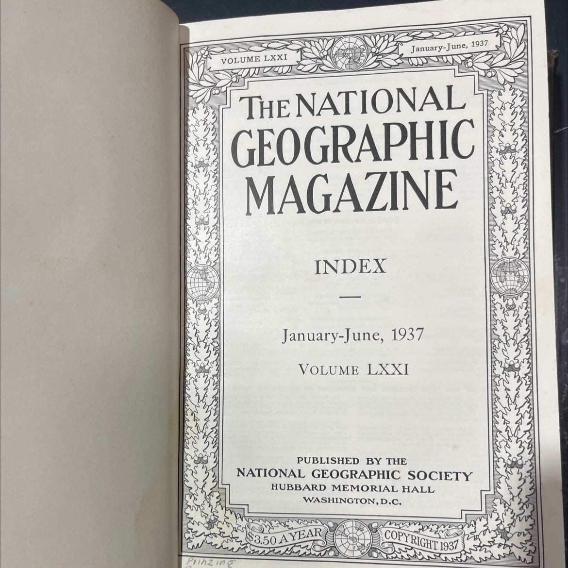 the national geographic magazine index january-june, 1937 book, by unknown, 1937 Hardcover image 2