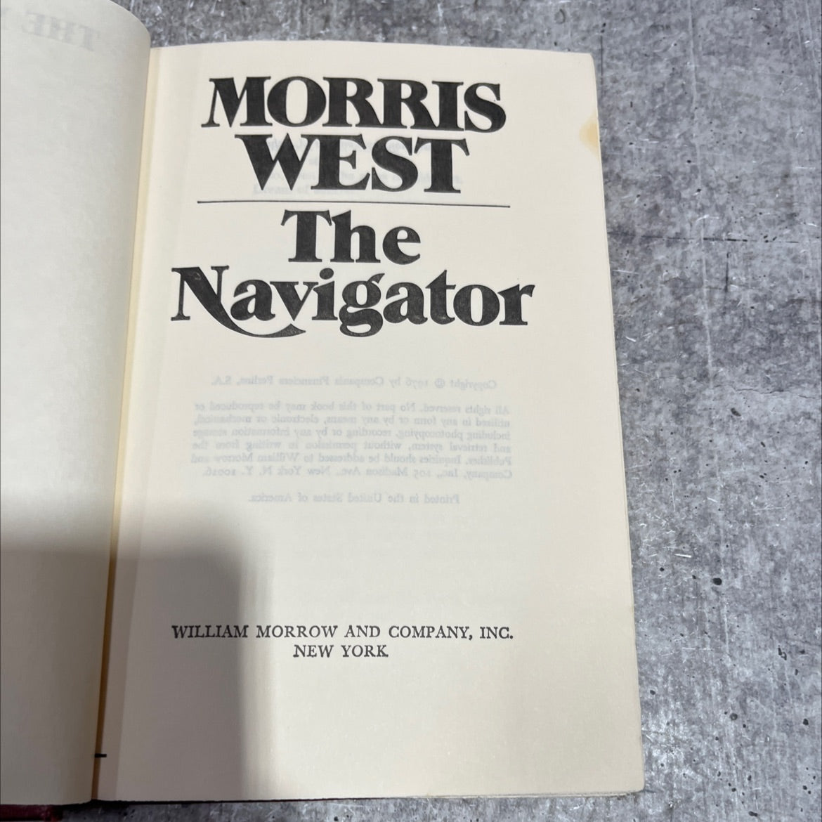 the navigator book, by morris west, 1976 Hardcover image 2