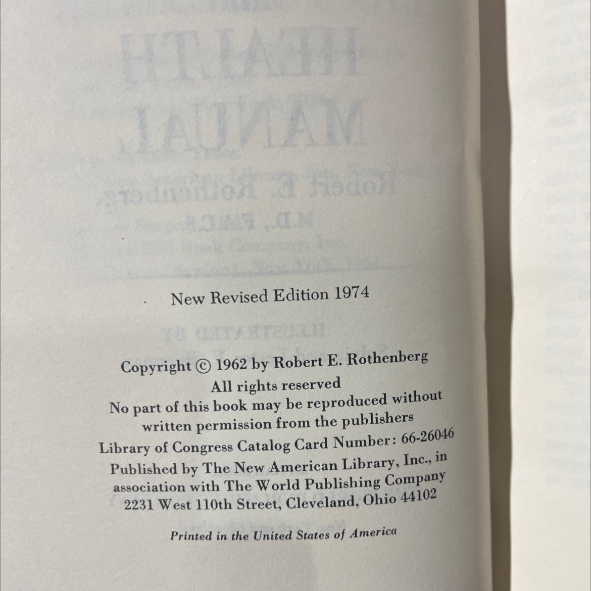 the new american medical dictionary and health manual book, by robert e. rothenberg, m.d., f.a.c.s., 1974 Hardcover image 3