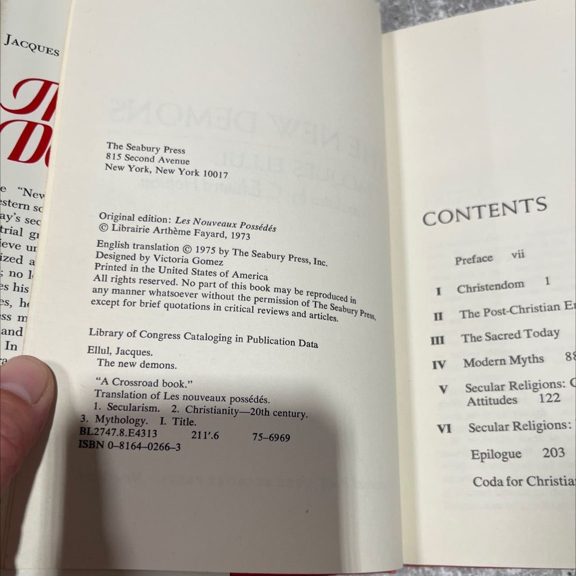 the new demons book, by jacques ellul, 1975 Hardcover image 3