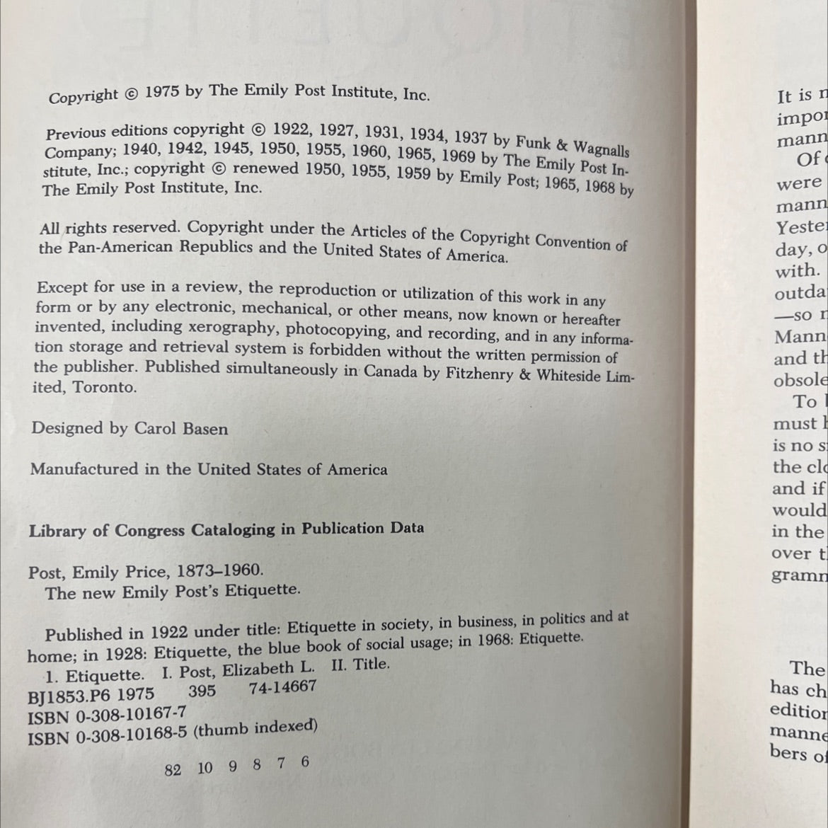 the new emily post's etiquette book, by emily post, 1975 Hardcover image 3