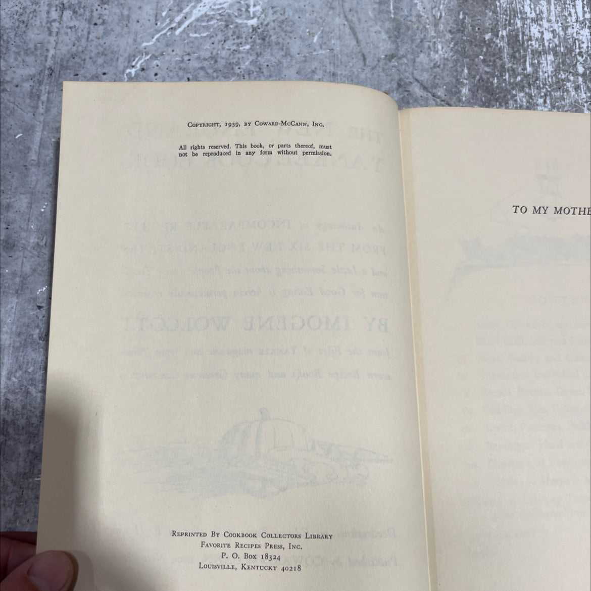 the new england yankee cook book book, by imogene wolcott, 1939 Hardcover image 3