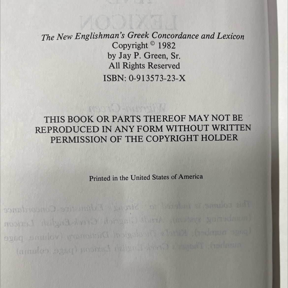 the new englishman's greek concordance and lexicon book, by Jay P. Green, Sr., 1982 Hardcover image 3