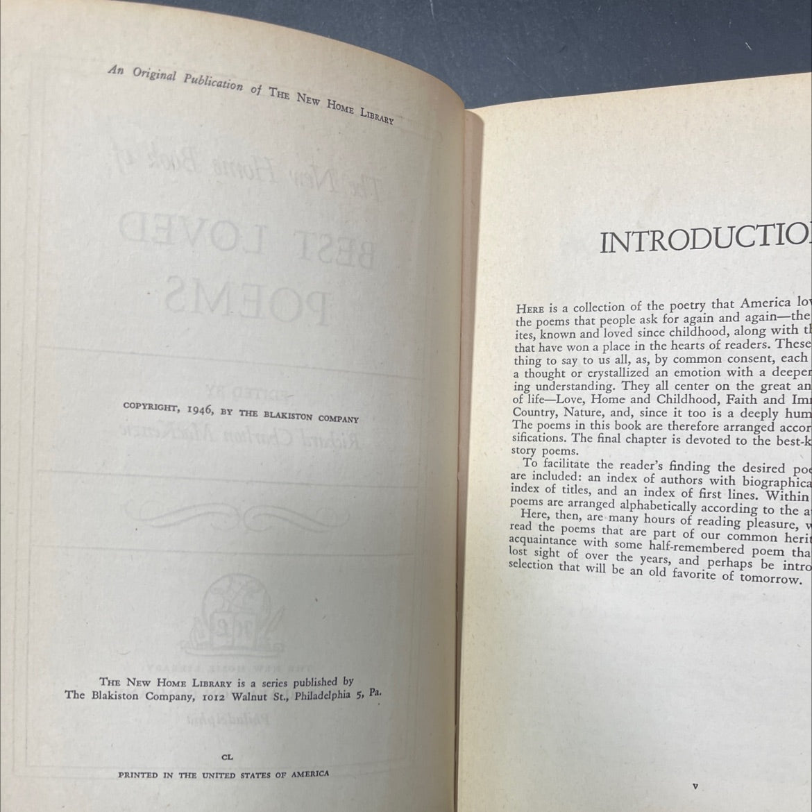 the new home book of best loved poems book, by richard charlton mackenzie, 1946 Hardcover image 3
