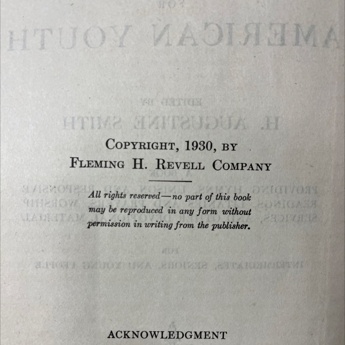 the new hymnal for american youth book, by h. augusine smith, 1930 Hardcover image 3