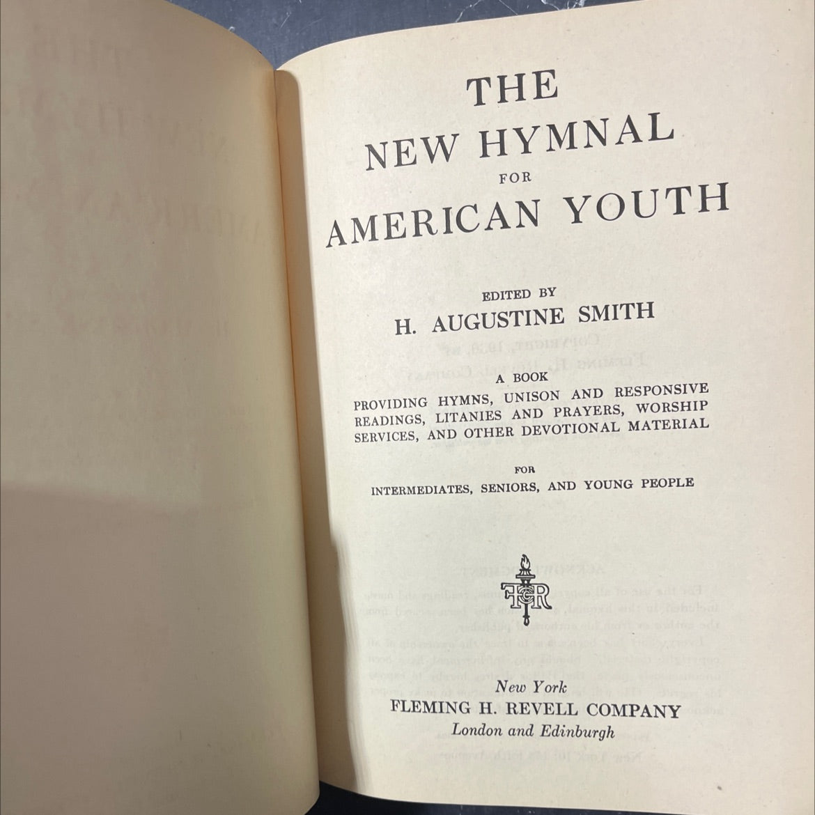 the new hymnal for american youth book, by h. augusine smith, 1930 Hardcover image 2