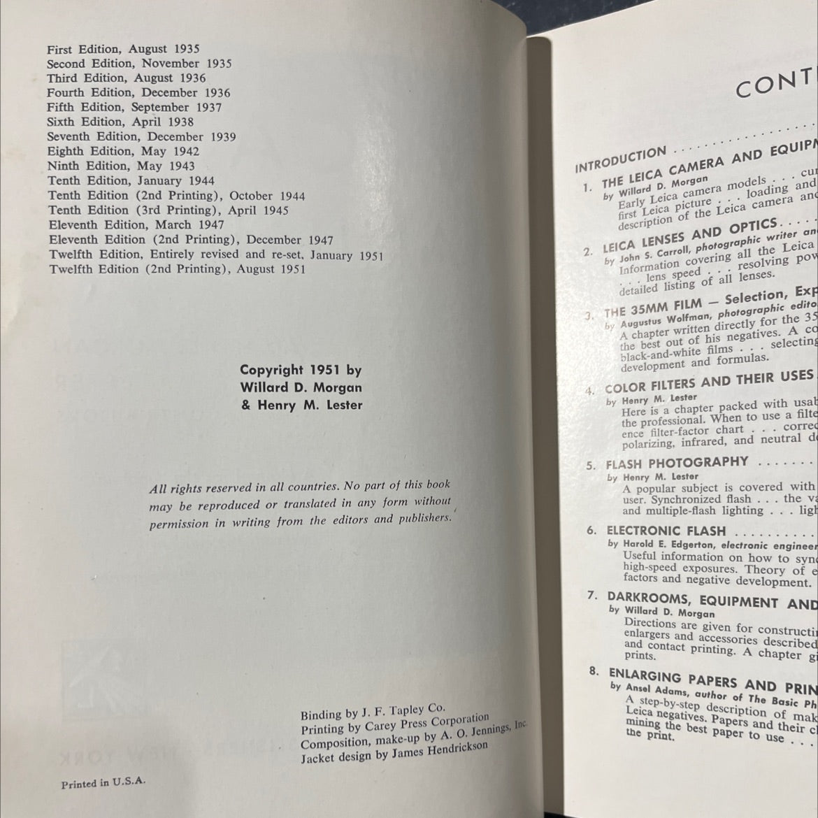 the new leica manual book, by willard d. morgan, henry m. lester, 1951 Hardcover image 3