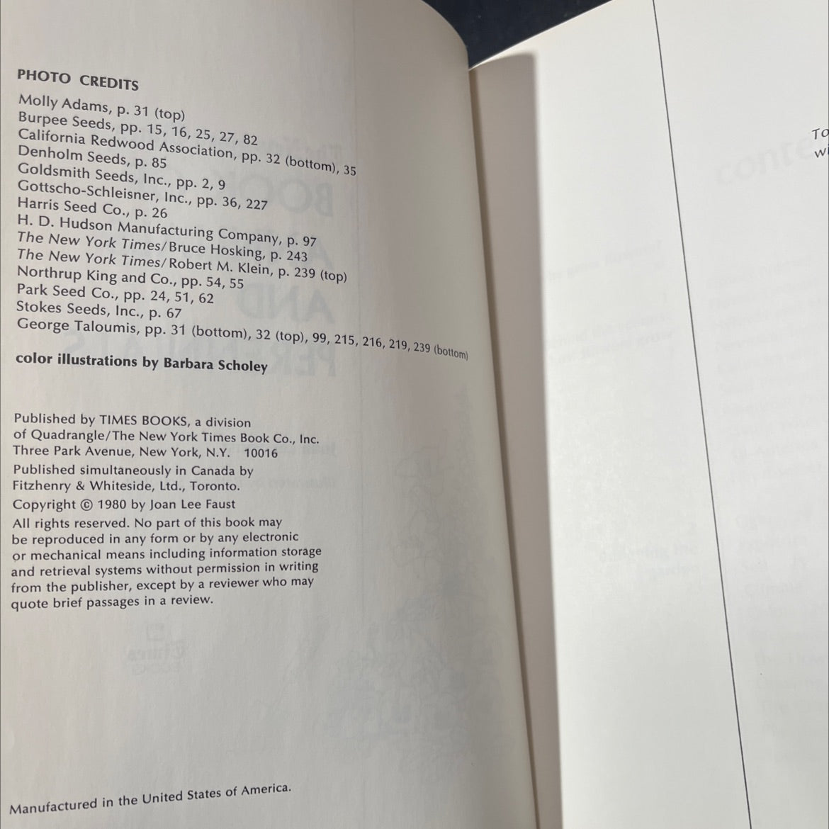the new york times book of annuals and perennials book, by Joan Lee Faust, 1980 Hardcover image 3