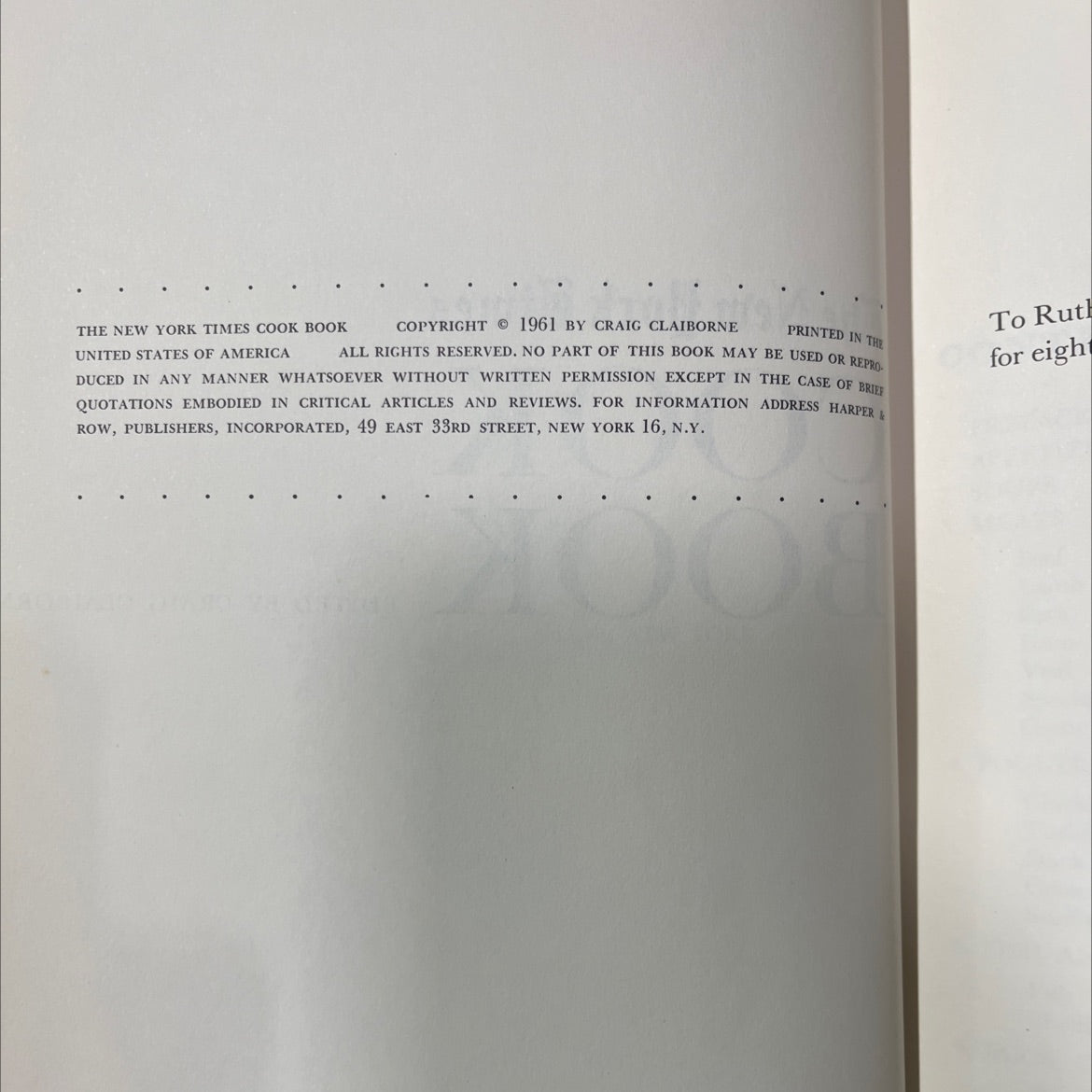 the new york times cook book book, by craig claiborne, 1961 Hardcover image 3