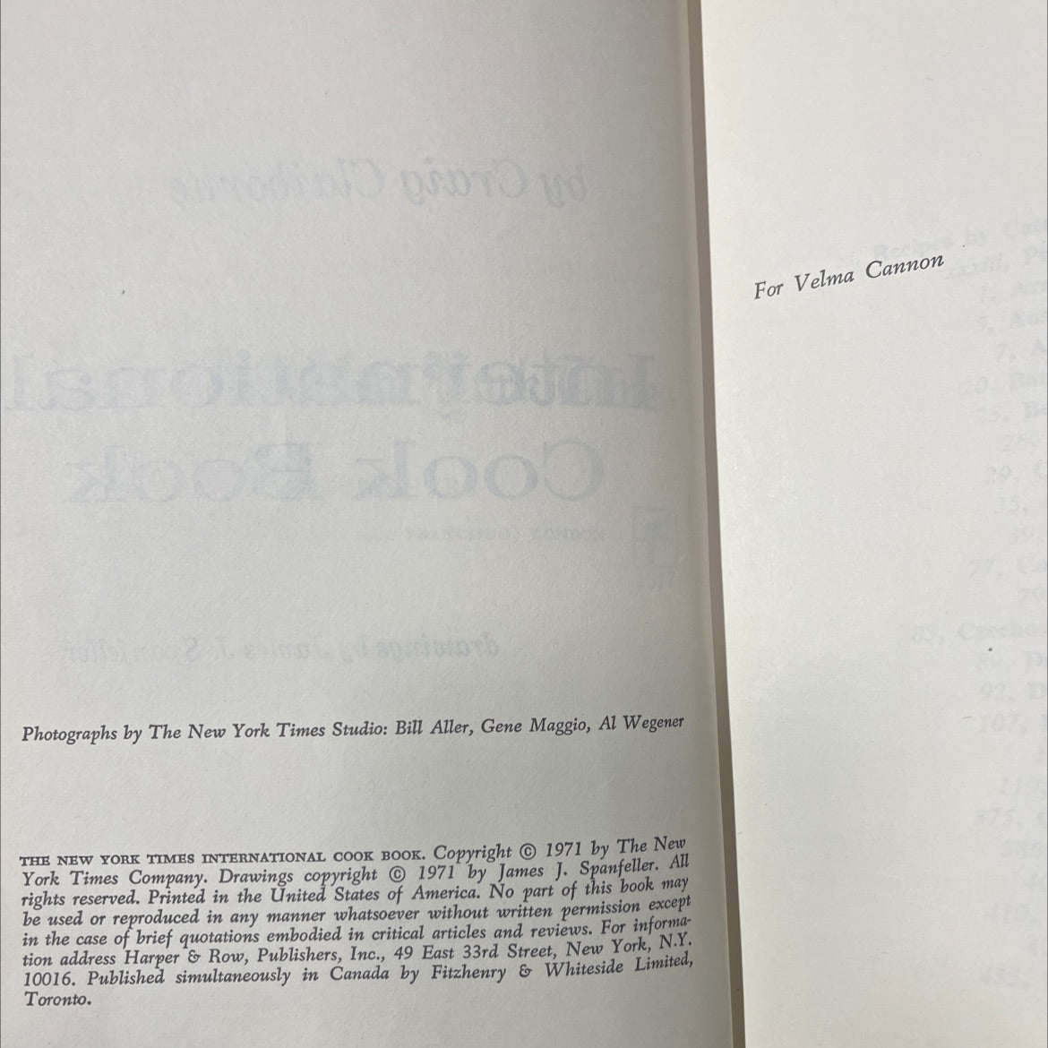 the new york times international cook book book, by craig claiborne, 1971 Hardcover image 3