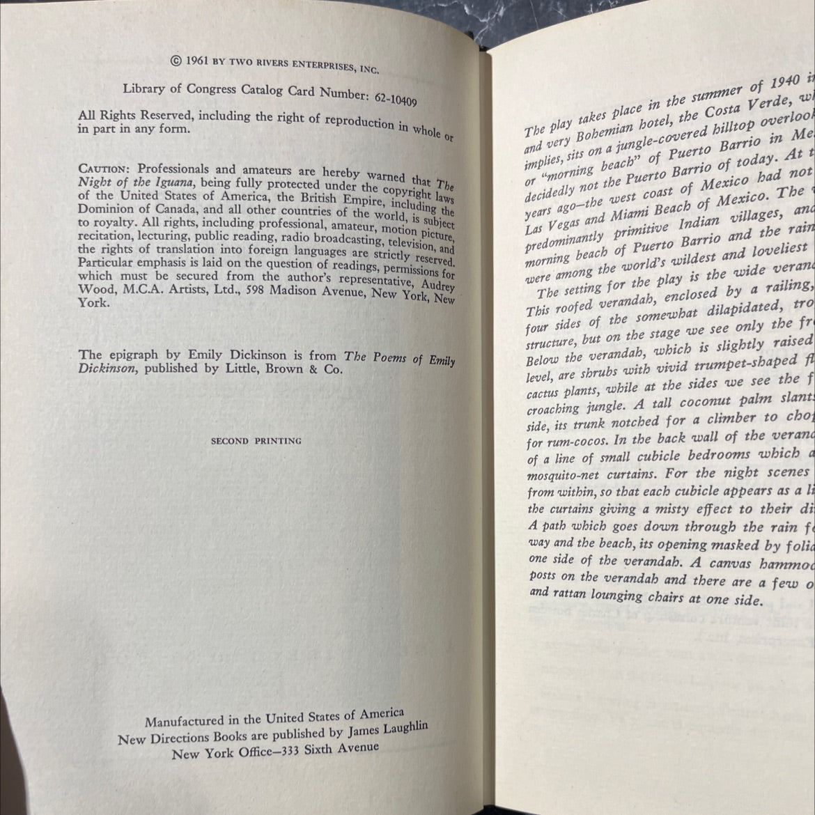 the night of the iguana book, by tennessee williams, 1962 Hardcover image 3