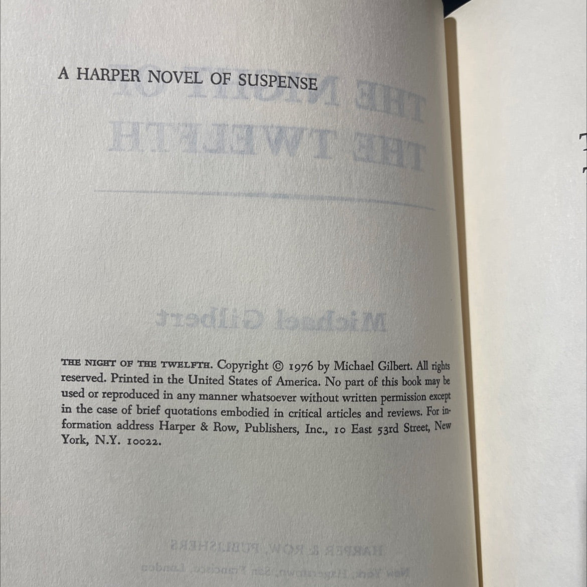 the night of the twelfth book, by Michael Gilbert, 1976 Hardcover image 3
