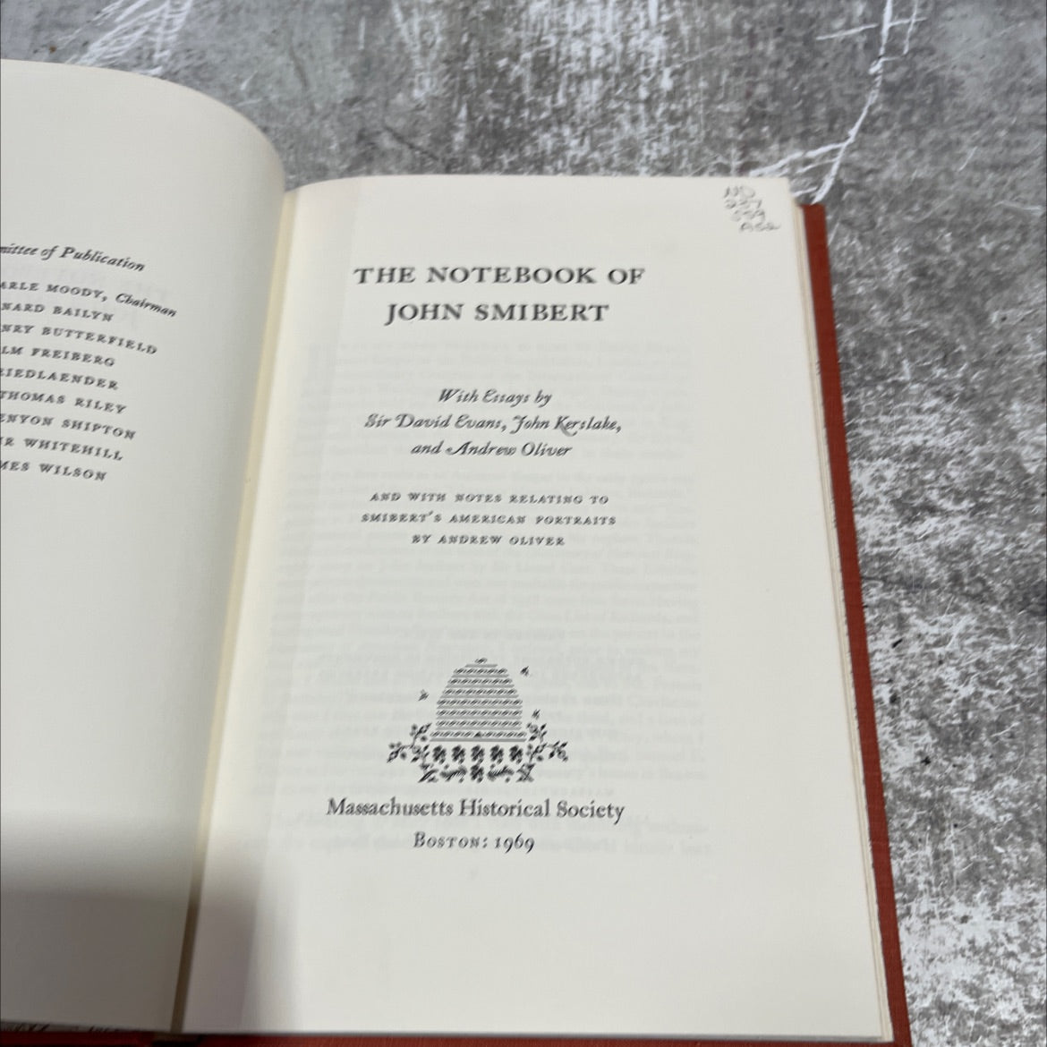 the notebook of john smibert book, by arle moody, chairman, 1969 Hardcover image 2