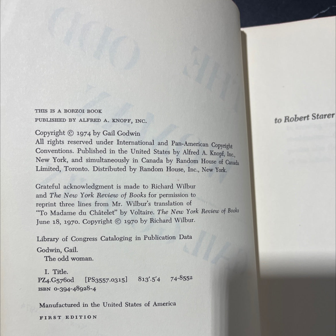 the odd woman book, by gail godwin, 1974 Hardcover image 3