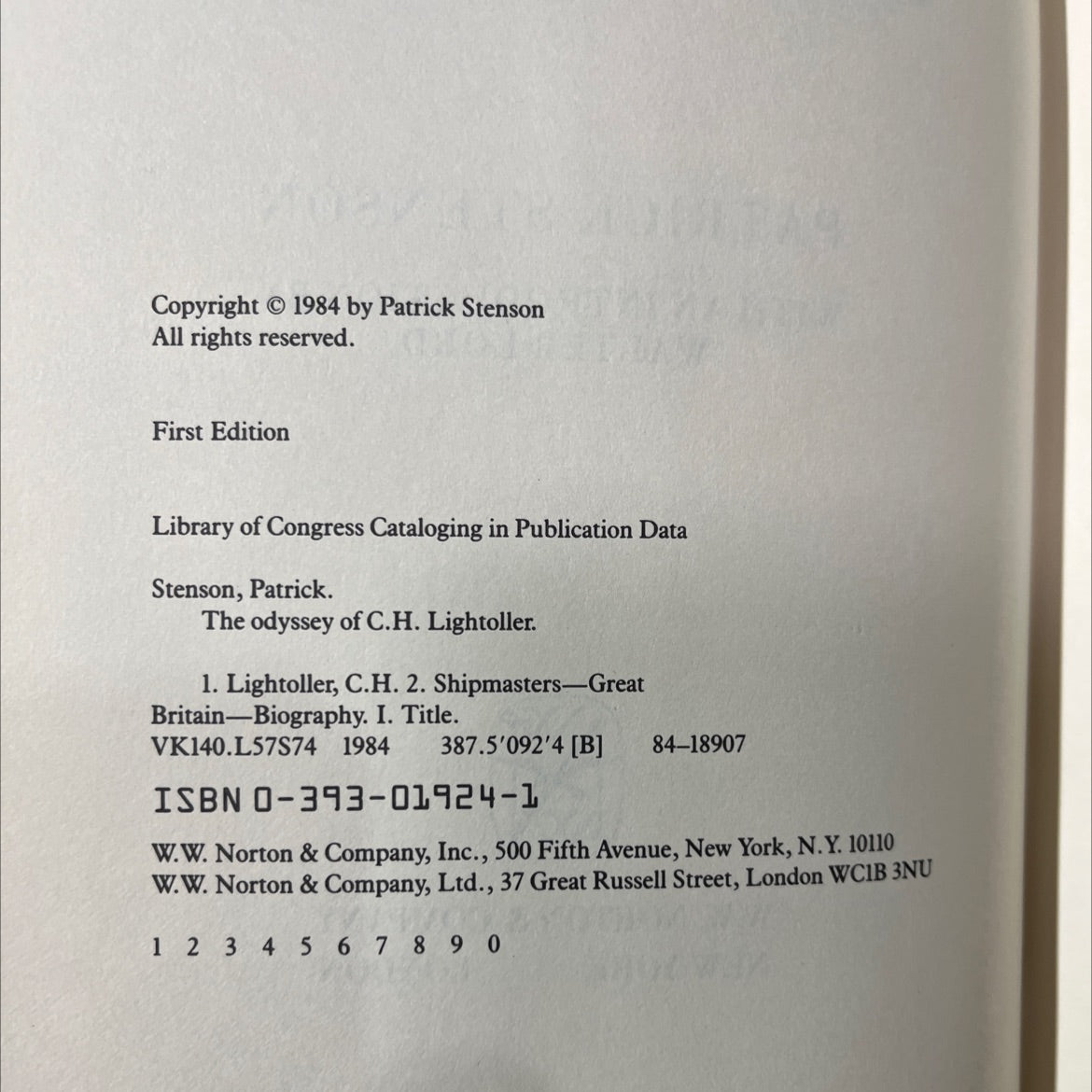 the odyssey of c.h. lightoller book, by patrick stenson, 1984 Hardcover image 3