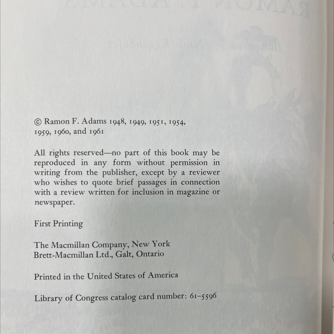 the old-time cowhand book, by ramon f. adams, 1961 Hardcover image 3