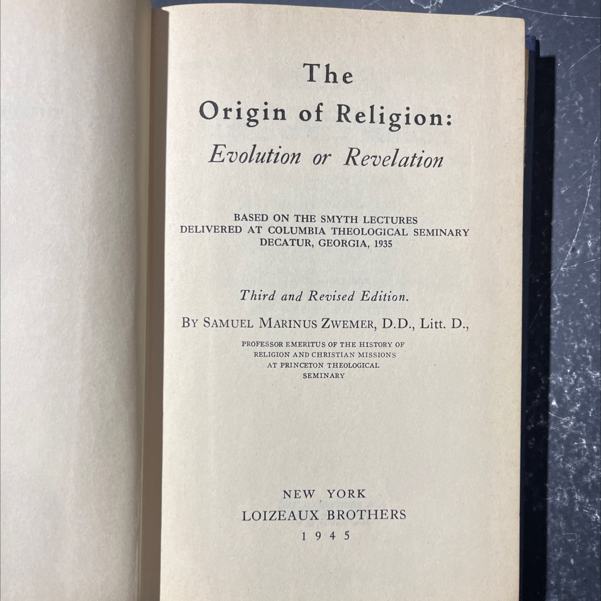 the origin of religion: evolution or revelation book, by samuel marinus zwemer, 1945 Hardcover image 2