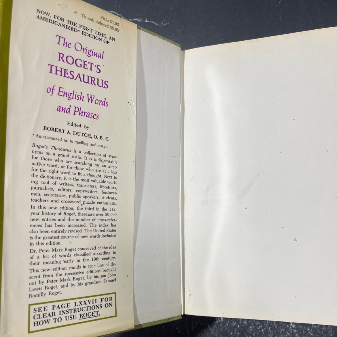 the original roget's thesaurus of english words and phrases book, by Robert A. Dutch, 1991 Hardcover image 4