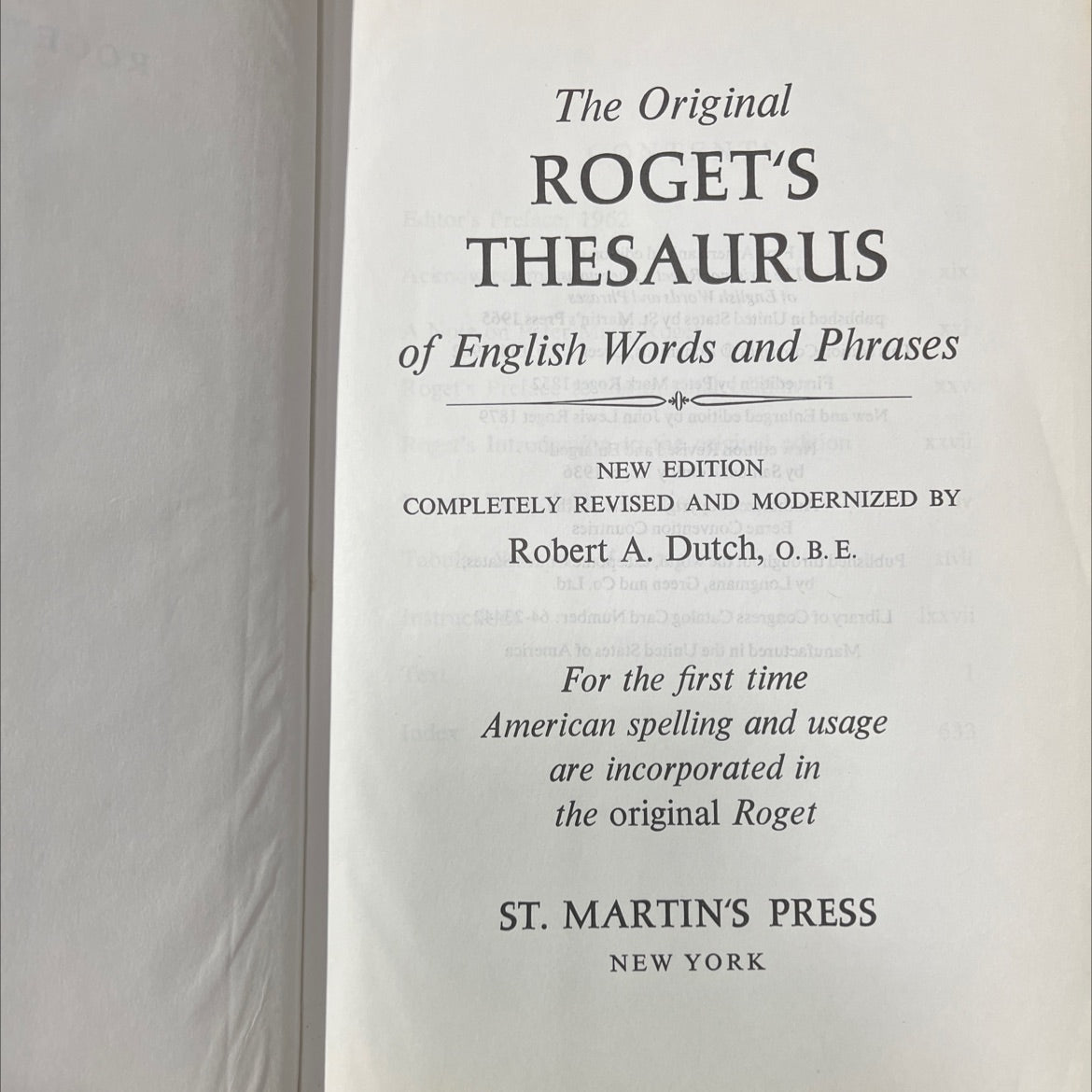 the original roget's thesaurus of english words and phrases book, by Robert A. Dutch, 1991 Hardcover image 2