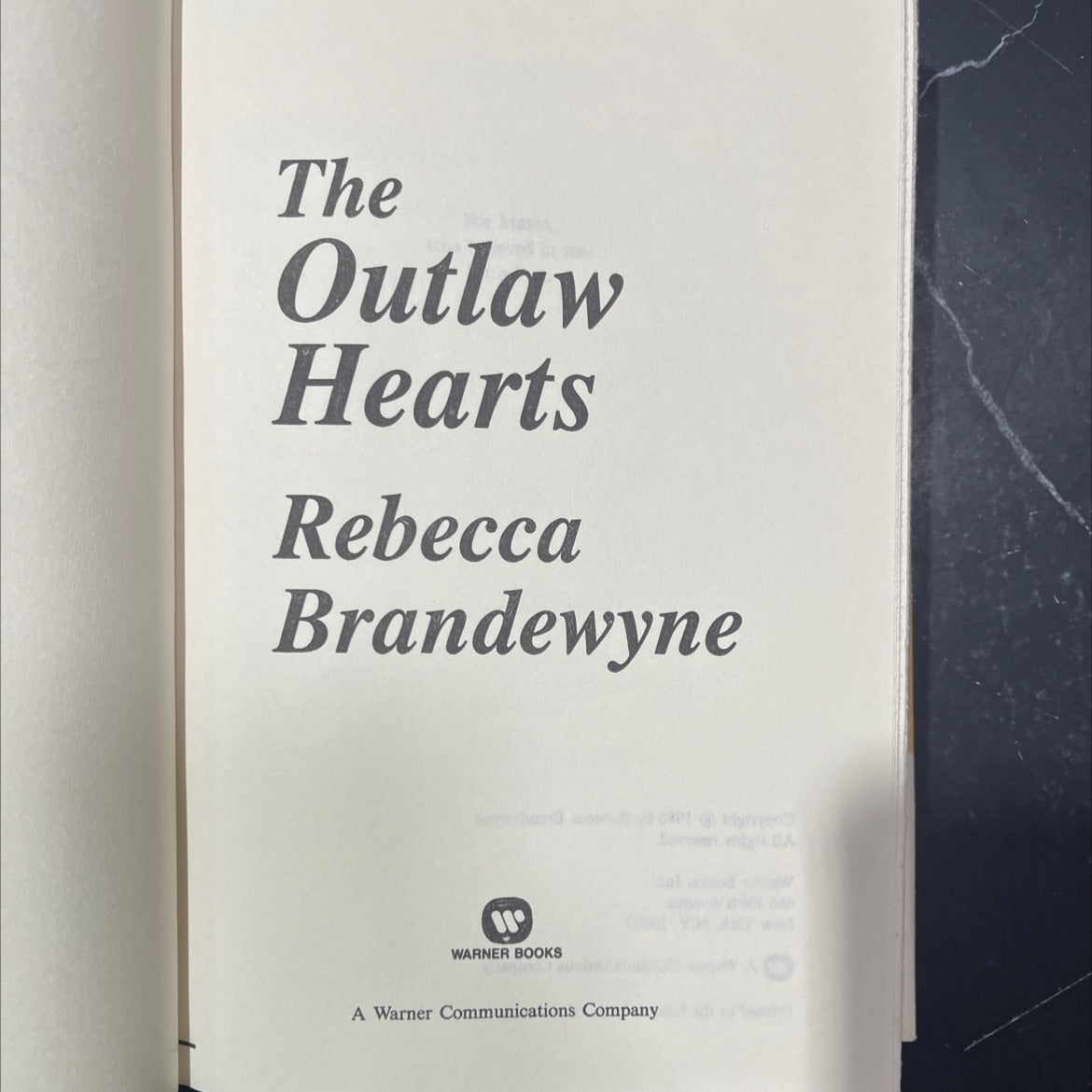the outlaw hearts book, by Rebecca Brandewyne, 1986 Hardcover image 2