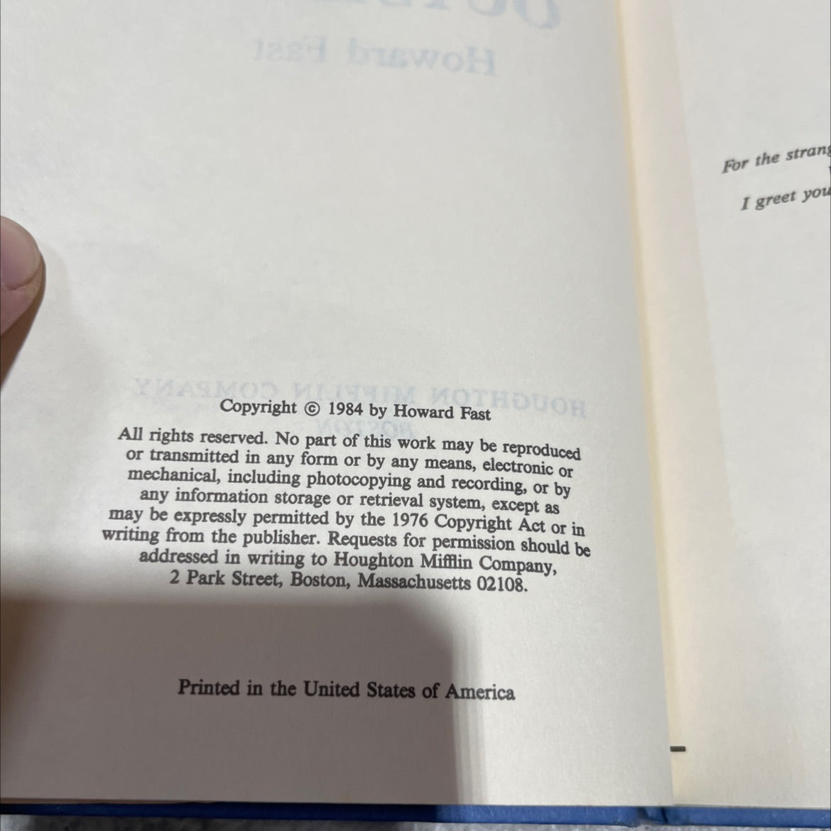 the outsider book, by Howard Fast, 1984 Hardcover image 3
